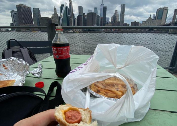hot dot mangiato a brooklin vista Manhatan